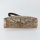 FENDI Zucchino Canvas Hand Bag Enamel Brown Gold Auth hk3118-5