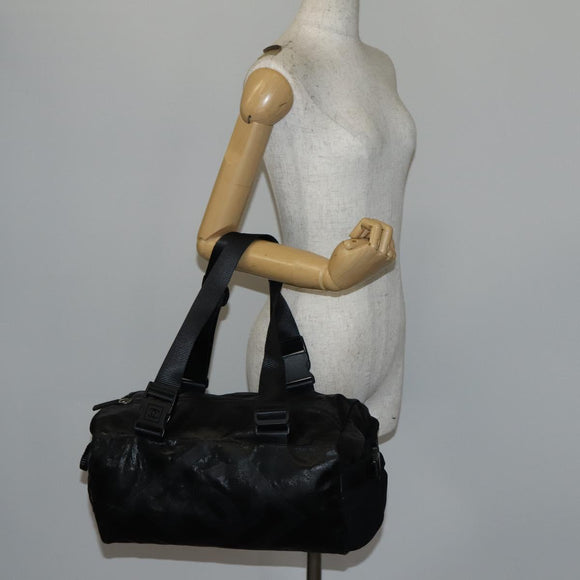 CHANEL Sports Boston Bag PVC Canvas Black Silver CC Auth hk3120