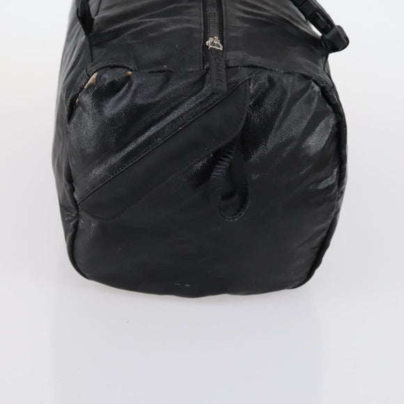 CHANEL Sports Boston Bag PVC Canvas Black Silver CC Auth hk3120