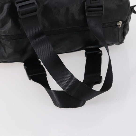 CHANEL Sports Boston Bag PVC Canvas Black Silver CC Auth hk3120