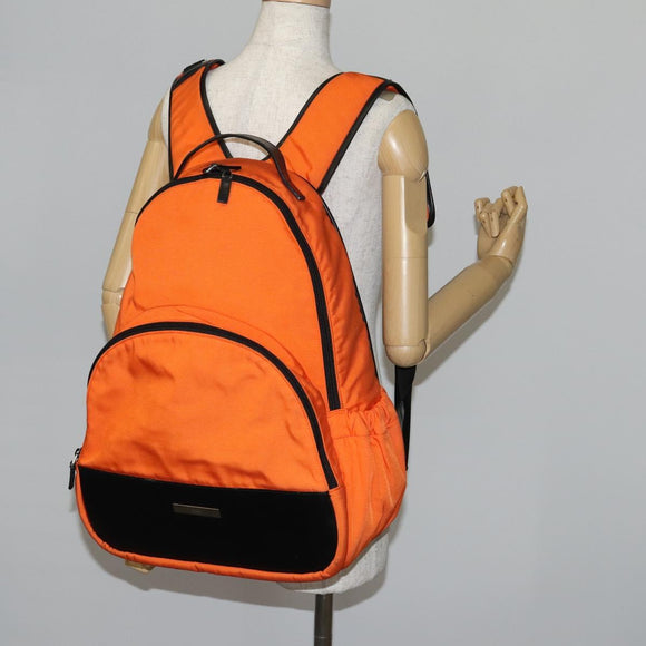 GUCCI Backpack Nylon Orange Silver Auth hk3123