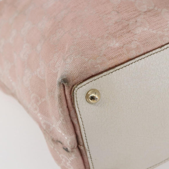 GUCCI GG Canvas Tote Bag Pink Gold 120836 Auth hk3124