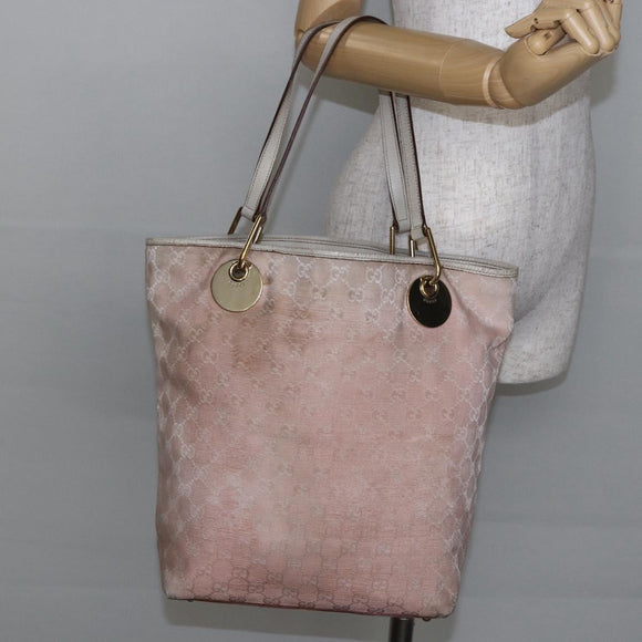 GUCCI GG Canvas Tote Bag Pink Gold 120836 Auth hk3124