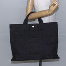 HERMES Her Line MM Hand Bag Canvas Gray Auth hk3126-20