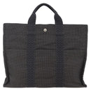 HERMES Her Line MM Hand Bag Canvas Gray Auth hk3126-13