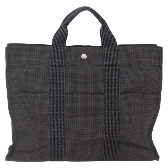 HERMES Her Line MM Hand Bag Canvas Gray Auth hk3126