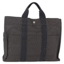 HERMES Her Line MM Hand Bag Canvas Gray Auth hk3127-1