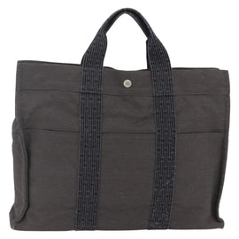 HERMES Her Line MM Hand Bag Canvas Gray Auth hk3127