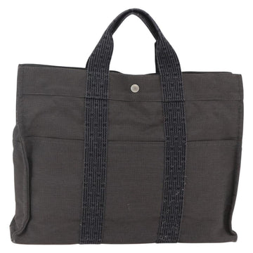 HERMES Her Line MM Hand Bag Canvas Gray Auth hk3127