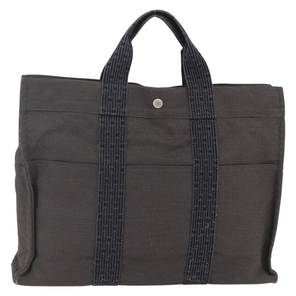 HERMES Her Line MM Hand Bag Canvas Gray Auth hk3127