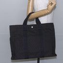 HERMES Her Line MM Hand Bag Canvas Gray Auth hk3127-19