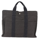 HERMES Her Line MM Hand Bag Canvas Gray Auth hk3127-2