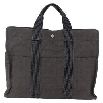 HERMES Her Line MM Hand Bag Canvas Gray Auth hk3127 - 0