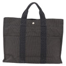 HERMES Her Line MM Hand Bag Canvas Gray Auth hk3127-3
