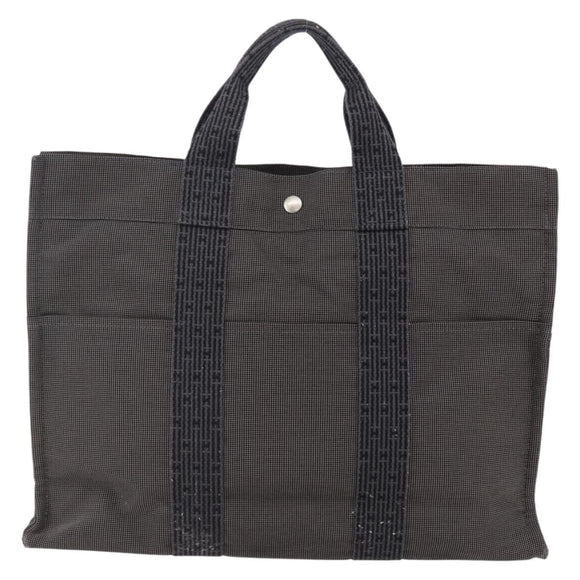 HERMES Her Line MM Hand Bag Canvas Gray Auth hk3127