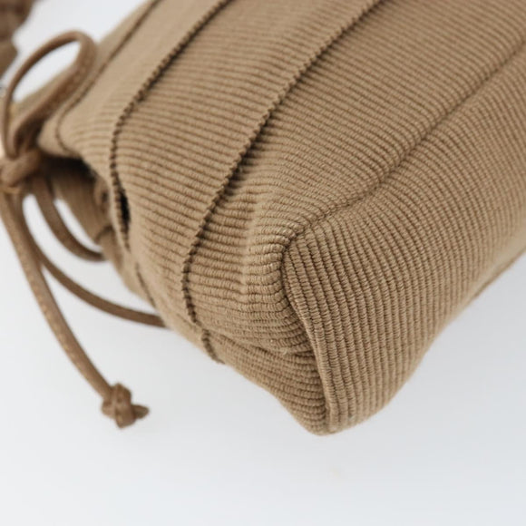 Salvatore Ferragamo Vala Shoulder Bag Nylon Beige Silver Auth hk3128