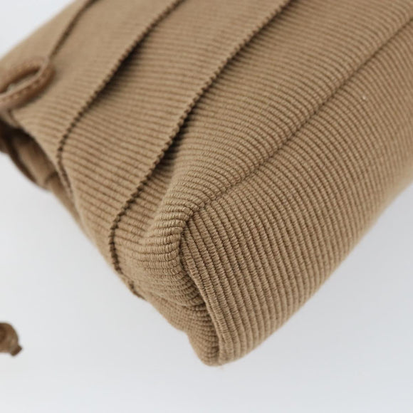 Salvatore Ferragamo Vala Shoulder Bag Nylon Beige Silver Auth hk3128