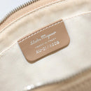 Salvatore Ferragamo Vala Shoulder Bag Nylon Beige Silver Auth hk3128-15