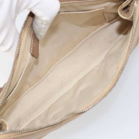 Salvatore Ferragamo Vala Shoulder Bag Nylon Beige Silver Auth hk3128