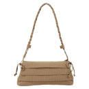 Salvatore Ferragamo Vala Shoulder Bag Nylon Beige Silver Auth hk3128-3