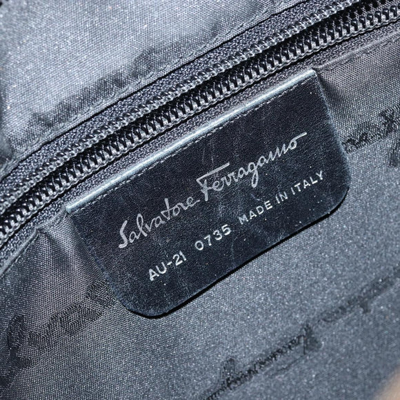 Salvatore Ferragamo Shoulder Bag Nylon Brown Silver Auth hk3129