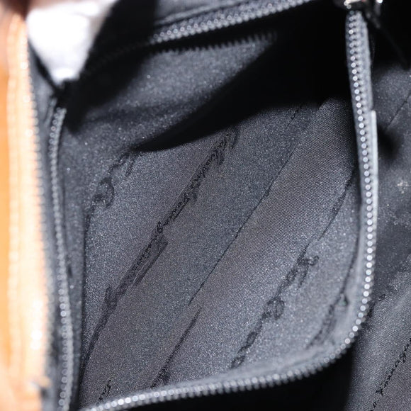 Salvatore Ferragamo Shoulder Bag Nylon Brown Silver Auth hk3129