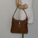 Salvatore Ferragamo Shoulder Bag Nylon Brown Silver Auth hk3129-23