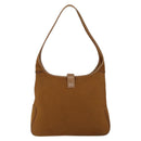 Salvatore Ferragamo Shoulder Bag Nylon Brown Silver Auth hk3129-3