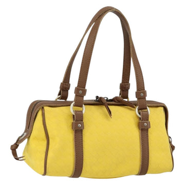 BOTTEGA VENETA INTRECCIATO Hand Bag Canvas Yellow Gold Auth hk3145