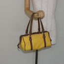 BOTTEGA VENETA INTRECCIATO Hand Bag Canvas Yellow Gold Auth hk3145-21
