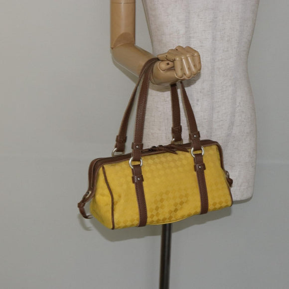 BOTTEGA VENETA INTRECCIATO Hand Bag Canvas Yellow Gold Auth hk3145
