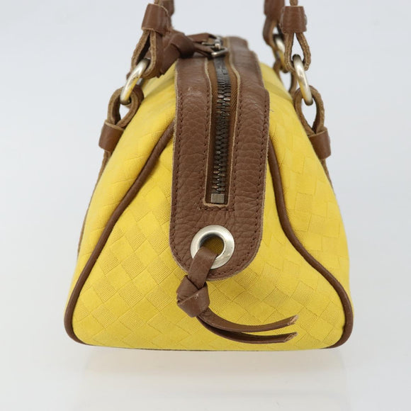 BOTTEGA VENETA INTRECCIATO Hand Bag Canvas Yellow Gold Auth hk3145