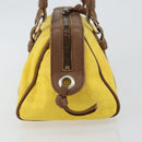 BOTTEGA VENETA INTRECCIATO Hand Bag Canvas Yellow Gold Auth hk3145-4