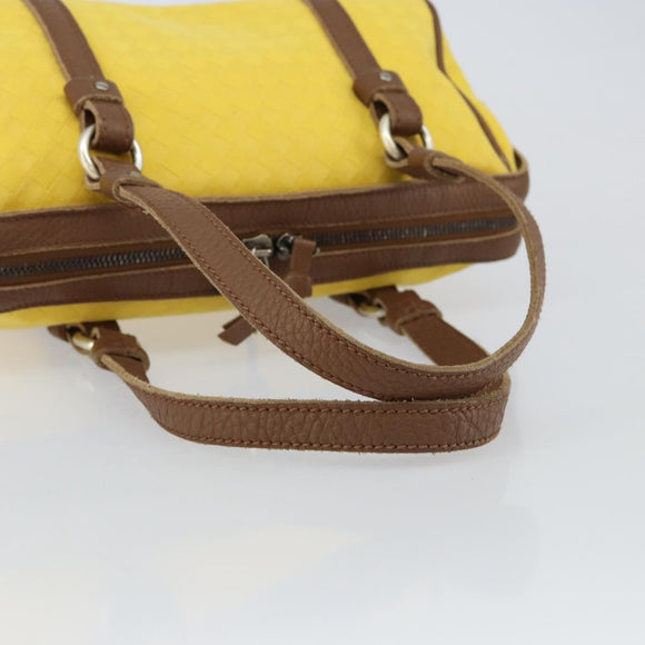 BOTTEGA VENETA INTRECCIATO Hand Bag Canvas Yellow Gold Auth hk3145