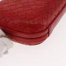 BOTTEGA VENETA INTRECCIATO Pouch Leather Red Gold Auth hk3161-9
