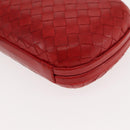 BOTTEGA VENETA INTRECCIATO Pouch Leather Red Gold Auth hk3161-14