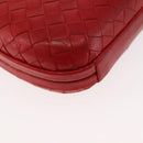 BOTTEGA VENETA INTRECCIATO Pouch Leather Red Gold Auth hk3161-15