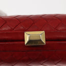 BOTTEGA VENETA INTRECCIATO Pouch Leather Red Gold Auth hk3161-10