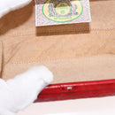 BOTTEGA VENETA INTRECCIATO Pouch Leather Red Gold Auth hk3161-11