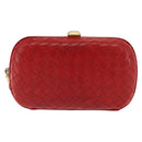 BOTTEGA VENETA INTRECCIATO Pouch Leather Red Gold Auth hk3161-13