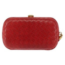 BOTTEGA VENETA INTRECCIATO Pouch Leather Red Gold Auth hk3161-2