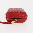 BOTTEGA VENETA INTRECCIATO Pouch Leather Red Gold Auth hk3161-4