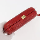 BOTTEGA VENETA INTRECCIATO Pouch Leather Red Gold Auth hk3161-6