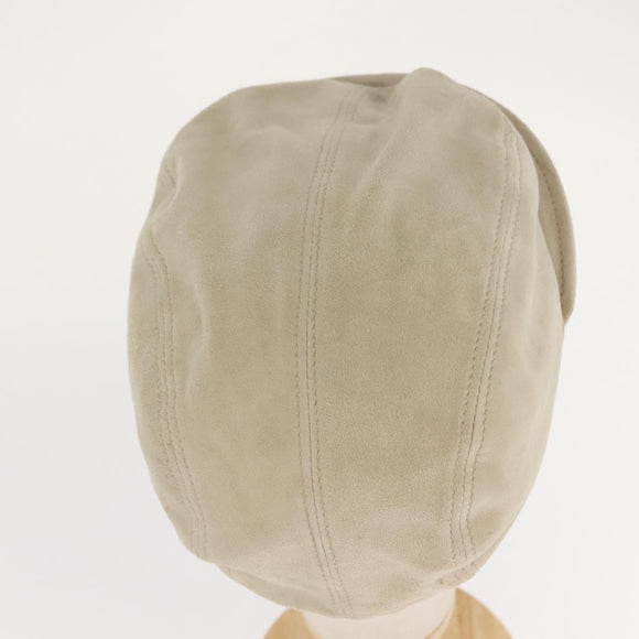 GUCCI Hunting Cap Suede M Beige Auth hk3163