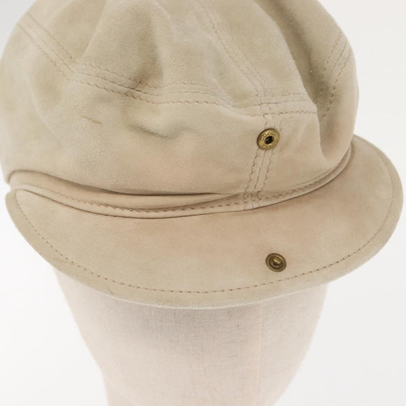 GUCCI Hunting Cap Suede M Beige Auth hk3163