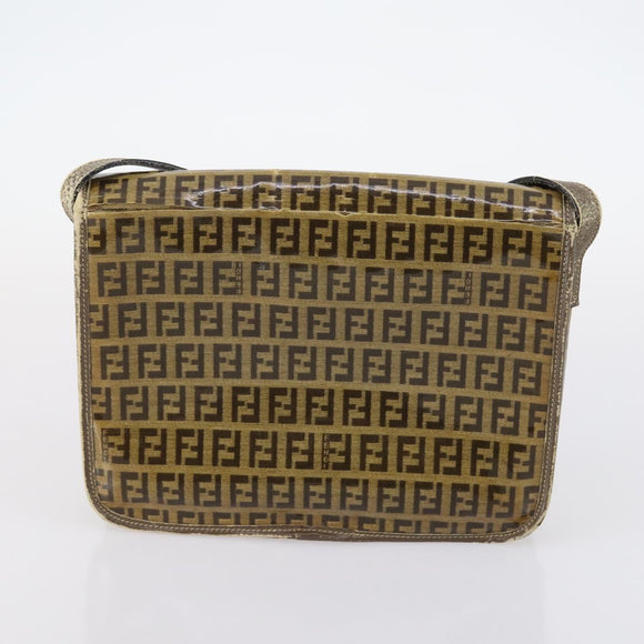 FENDI Zucca Canvas Zucchino Canvas Hand Bag Enamel 2 Set Black Brown Auth hk3167