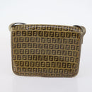 FENDI Zucca Canvas Zucchino Canvas Hand Bag Enamel 2Set Black Brown Auth hk3167-12