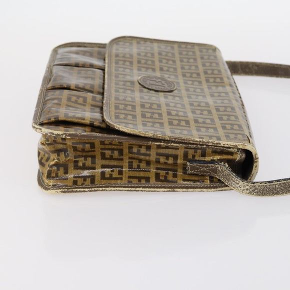 FENDI Zucca Canvas Zucchino Canvas Hand Bag Enamel 2 Set Black Brown Auth hk3167