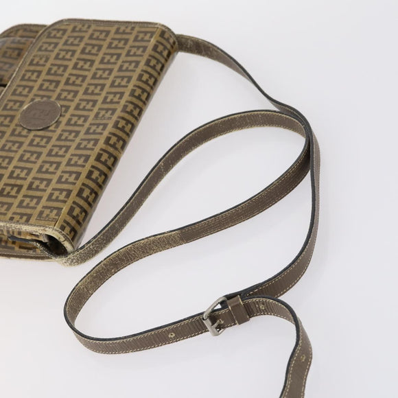 FENDI Zucca Canvas Zucchino Canvas Hand Bag Enamel 2 Set Black Brown Auth hk3167