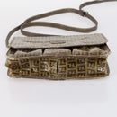 FENDI Zucca Canvas Zucchino Canvas Hand Bag Enamel 2 Set Black Brown Auth hk3167-16